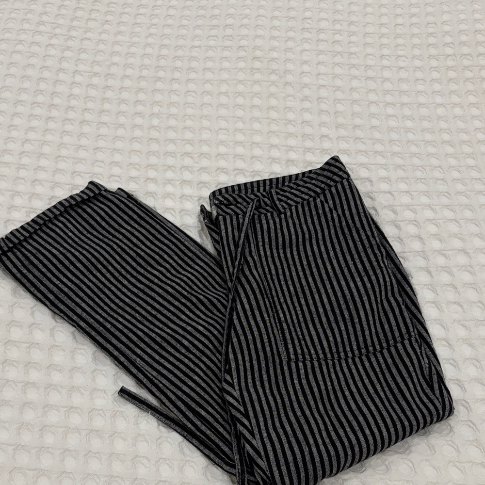 Womens Striped Black Pants